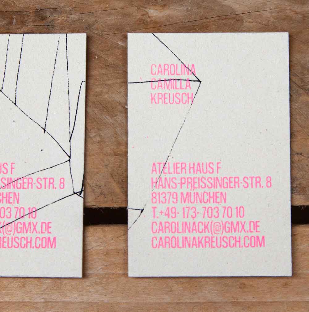 Carolina Kreusch Visitenkarten Siebdruck